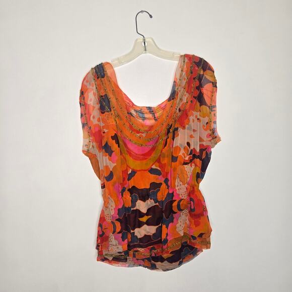 Diane von Furstenberg Ezmeralda Silk Blouse Emellished Layered Floral Women 8 - Picture 10 of 14